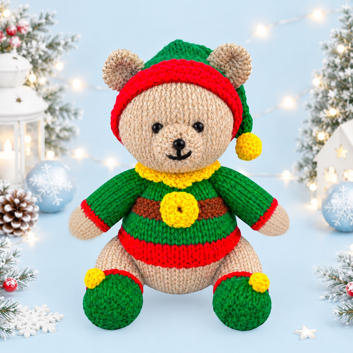 KNITTING PATTERN - Christmas Elf Teddy Bear chocolate orange cover / 15 cms Toy