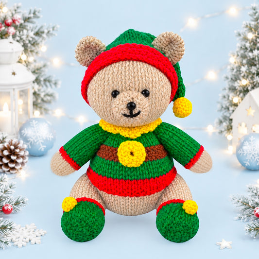 KNITTING PATTERN - Christmas Elf Teddy Bear chocolate orange cover / 15 cms Toy