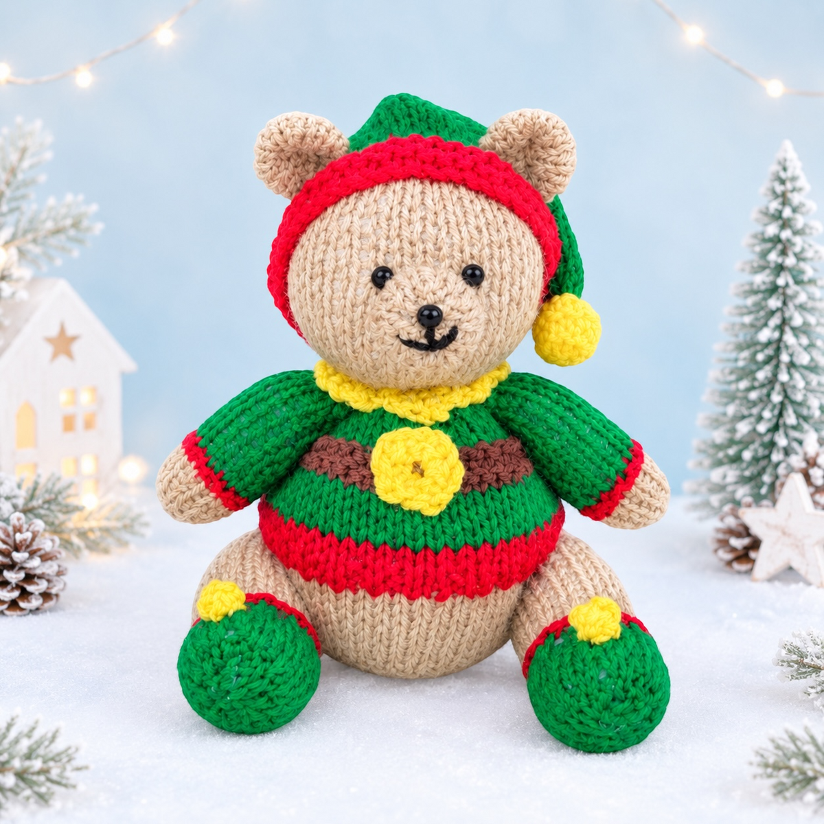 KNITTING PATTERN - Christmas Elf Teddy Bear chocolate orange cover / 15 cms Toy