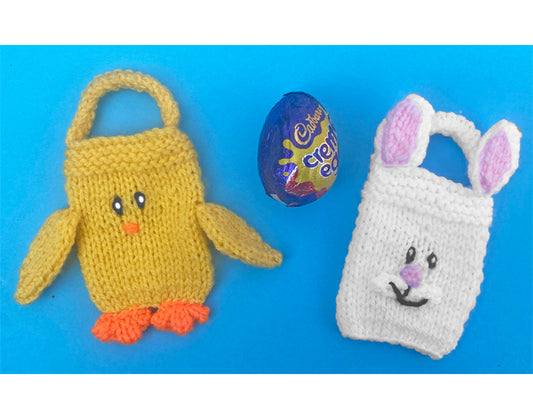 KNITTING PATTERN - Easter Chick and Bunny Gift Bag fits Creme Egg