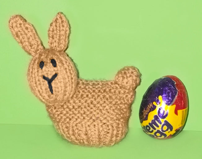 KNITTING PATTERN - Easter Bunny Rabbit Basket chocolate cover fits Creme Egg