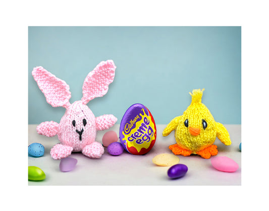 KNITTING PATTERN - Quick Knit Easter Bunny and Chick chocolate cover fits Creme Egg