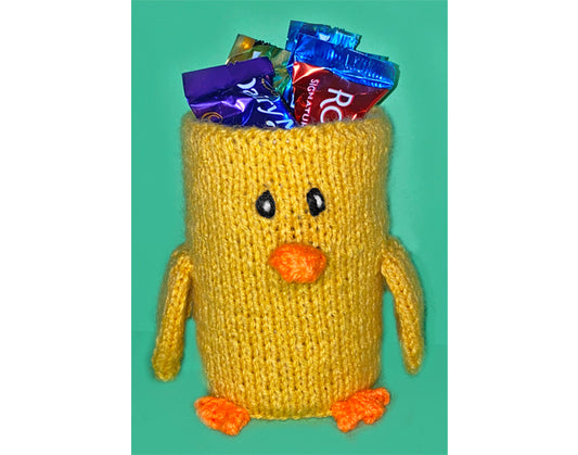 KNITTING PATTERN - Easter Chick inspired Holder 15cm tall - fit tin can