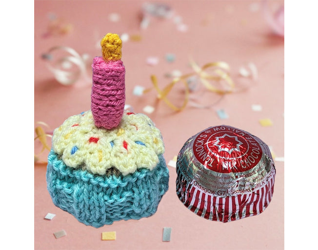 KNITTING PATTERN - Birthday Party Cupcake choc cover fits Tea Cake Marshmallow