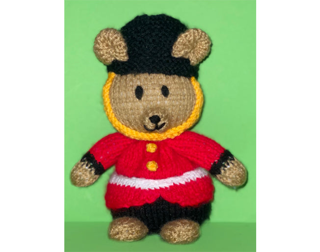 KNITTING PATTERN - Royal Guard Teddy Bear choc orange cover /15cm Coronation toy