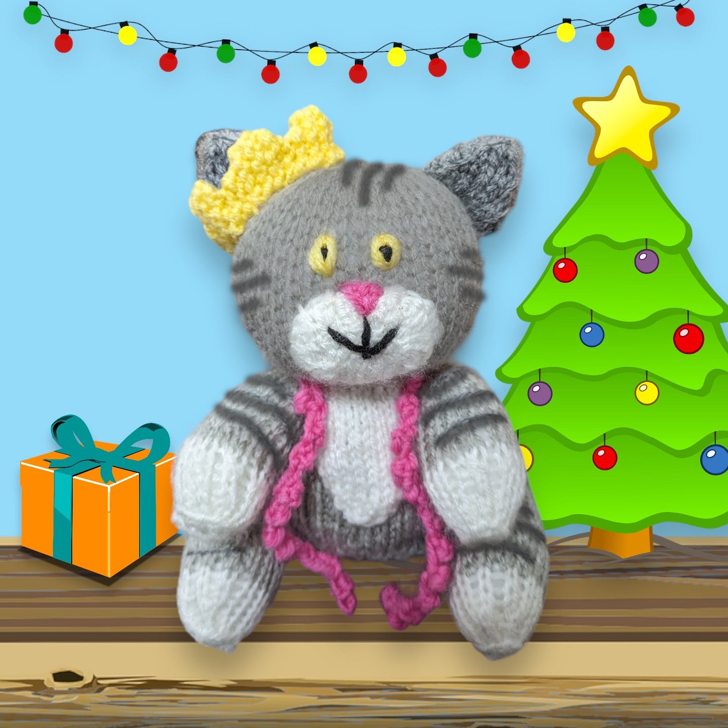 KNITTING PATTERN - Christmas Mog the Cat inspired choc orange cover / 14 cms toy