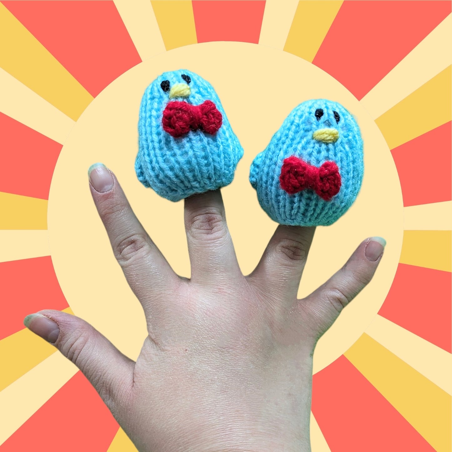 KNITTING PATTERN - Two Little Dickie Birds Finger Puppet Nursery Rhymes