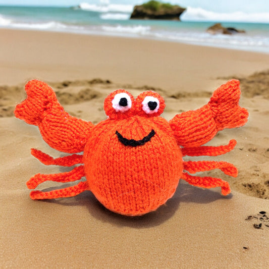 KNITTING PATTERN - Kevin the Crab Choc Orange cover / 13 cms Seaside Animal toy