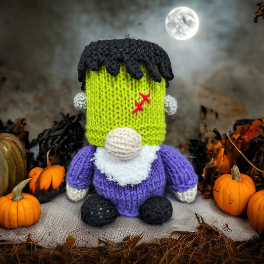 KNITTING PATTERN - Halloween Frankenstein Gonk Gnome Choc orange cover / 13cms toy