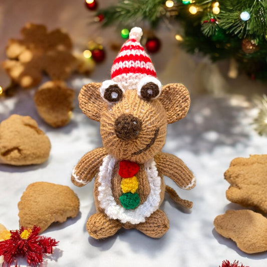 KNITTING PATTERN - Christmas Gingerbread Mouse chocolate cover / 16 cms Rat toy