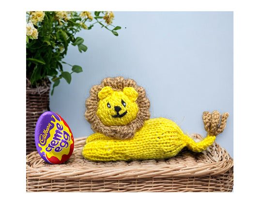 KNITTING PATTERN - Lion chocolate cover fits Creme Egg Zoo Animal