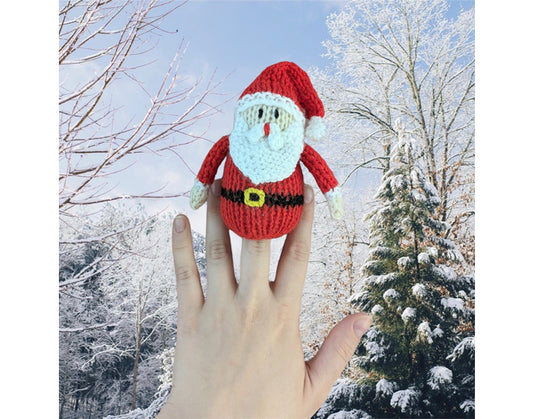 KNITTING PATTERN - Father Christmas Santa Claus Finger Puppet Play Song