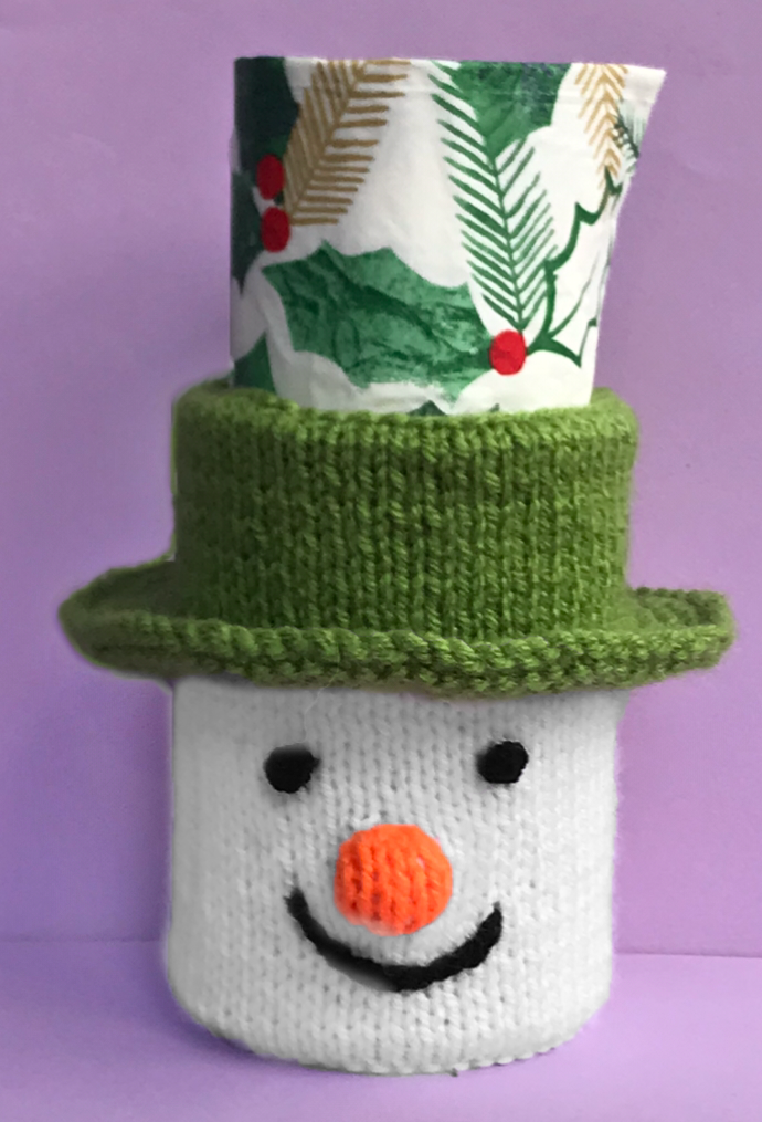 KNITTING PATTERN - Christmas Snowman inspired Holder 15cm tall - fit tin can