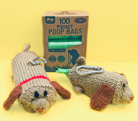 KNITTING PATTERN - Doggy Poop Bag Covers - to fit 9 cms and 13 cms bags