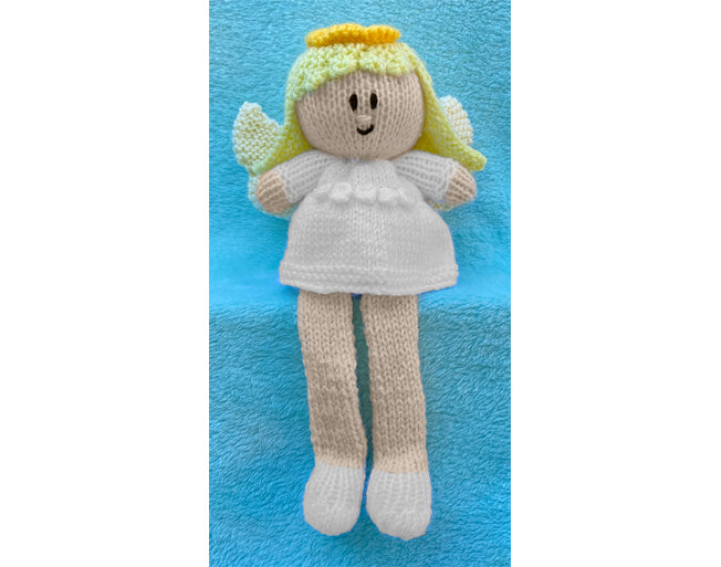 KNITTING PATTERN - Christmas Angel Shelf Sitter Choc orange cover / 28 cms toy