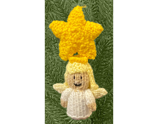 KNITTING PATTERN - Christmas Angel and Star 13 cms tree hanging decoration / toy