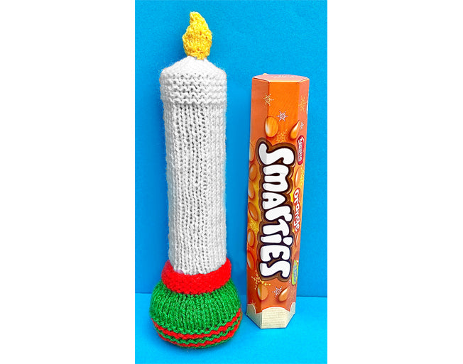 KNITTING PATTERN - Christmas Candle Smarties Sweet Holder 22 cms