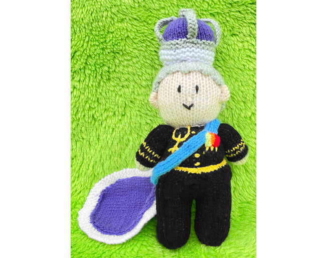 KNITTING PATTERN - Royal Family King Charles III 25 cms Soft Plush Toy