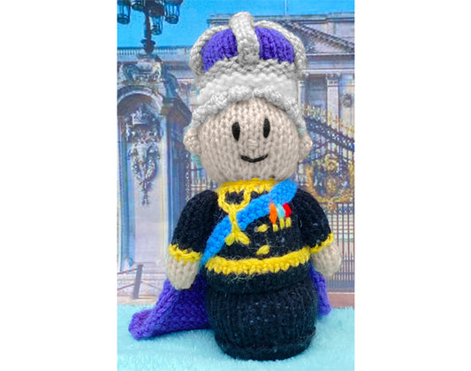KNITTING PATTERN - King Charles III 10 cms soft toy doll Royal Family