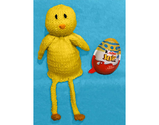 KNITTING PATTERN - Easter Chick Shelf Sitter chocolate cover fits Kinder Egg Joy