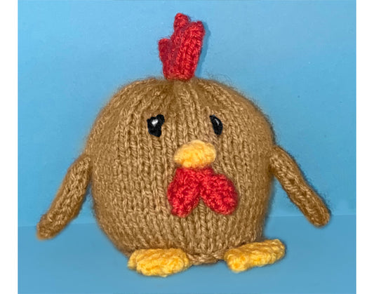 KNITTING PATTERN - Easter Chubby Hen choc orange cover / 9 cms Chicken toy