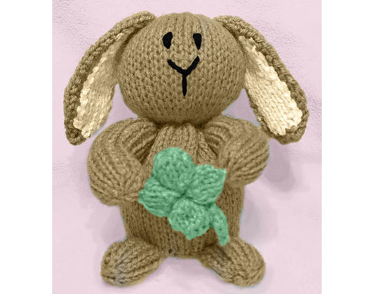 KNITTING PATTERN - Clover Lucky Bunny Choc orange cover /15cms Easter Rabbit toy
