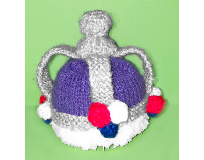KNITTING PATTERN - Coronation Crown orange cover / 12 cms Royal toy