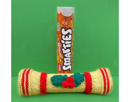 KNITTING PATTERN - Christmas Cracker Smarties Sweet Holder 22 cms