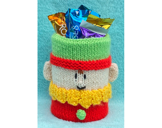 KNITTING PATTERN - Christmas Elf inspired Holder 15cm tall -fit tin can