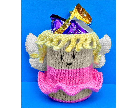 KNITTING PATTERN - Christmas Fairy inspired Holder 15cm tall -fit tin can