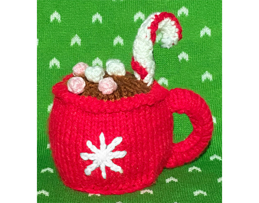 KNITTING PATTERN - Christmas Hot Chocolate Mug chocolate orange cover / 9cms toy