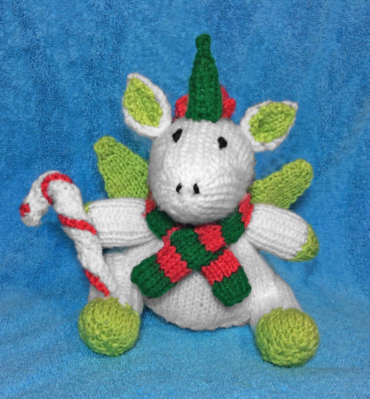 KNITTING PATTERN - Christmas Unicorn chocolate orange cover / 16 cms pony toy