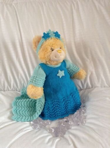 KNITTING PATTERN - Snow Queen costume Elsa blue fits build a bear