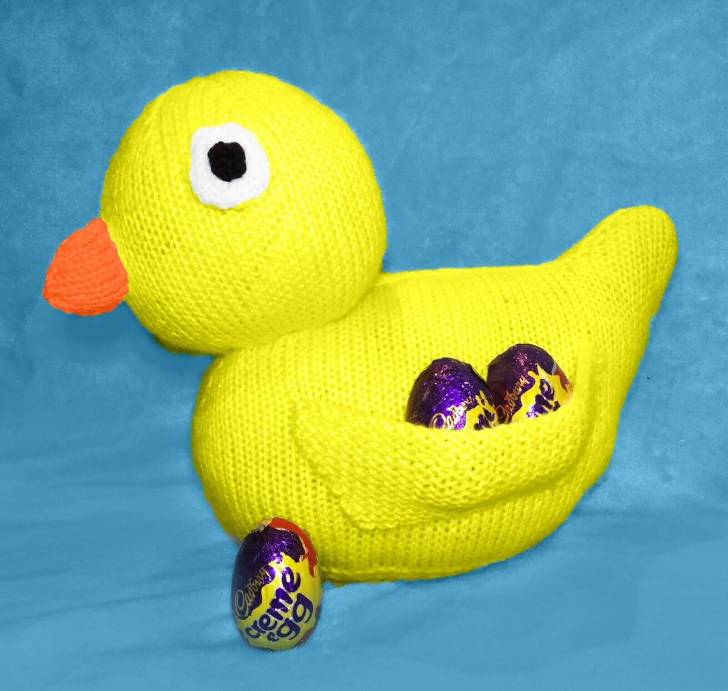 KNITTING PATTERN - Quackers the Duck 28 cms soft toy - holds Easter Creme Eggs