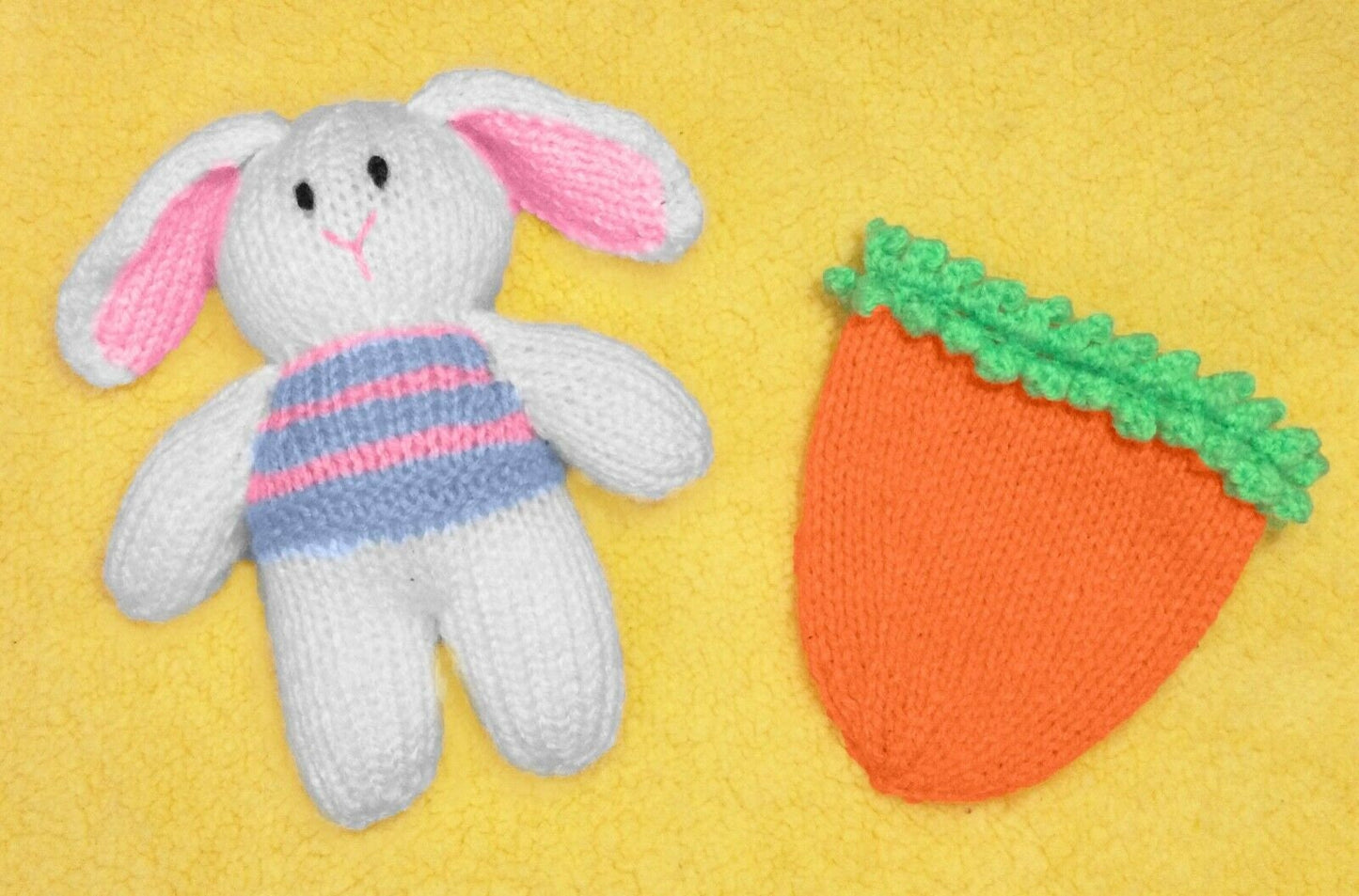 KNITTING PATTERN - Easter Bunny Rabbit 15 cms Doll toy with Carrot Bag