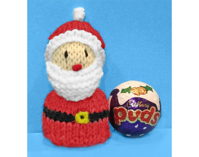 KNITTING PATTERN - Christmas Santa chocolate cover for Cadbury's Puds sweets