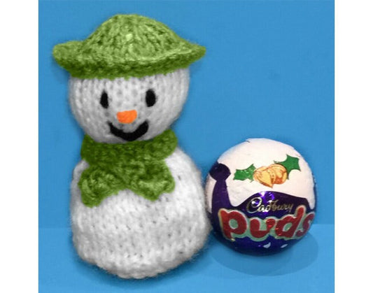 KNITTING PATTERN - Christmas Snowman chocolate cover for Cadbury's Puds sweets