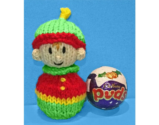 KNITTING PATTERN - Christmas Elf chocolate cover for Cadbury's Puds sweets