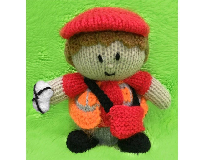 KNITTING PATTERN - Post Worker Chocolate orange cover / 15 cms Postman toy