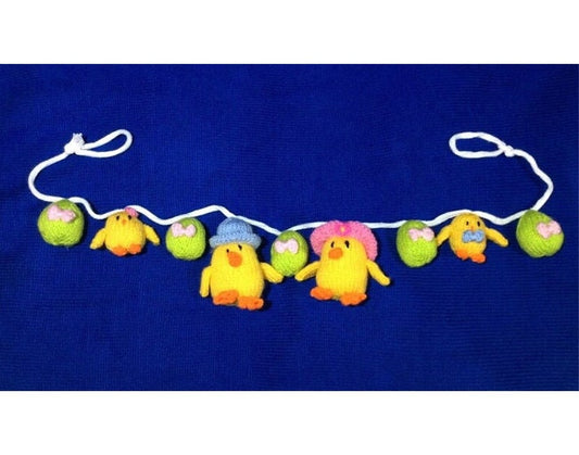 KNITTING PATTERN - Cute Easter Egg and Chicks garland novelty Decoration