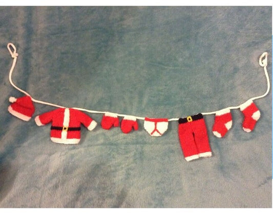 KNITTING PATTERN - Cute Father Christmas / Santa washing line decoration
