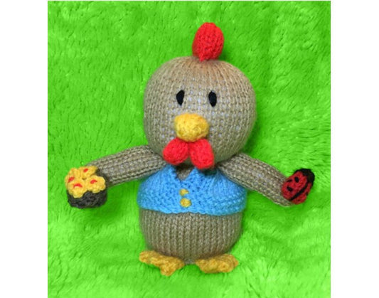 KNITTING PATTERN - Doodle Doo Rooster choc orange cover /15cm Easter Chicken Toy
