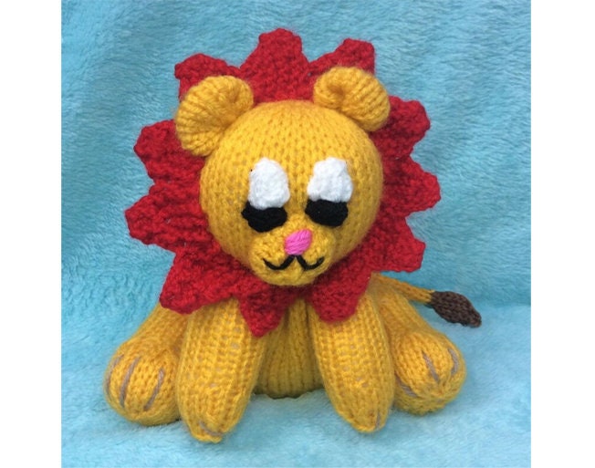 KNITTING PATTERN - Leo the Lion inspired Orange cover / 15cms Zoo Animal toy