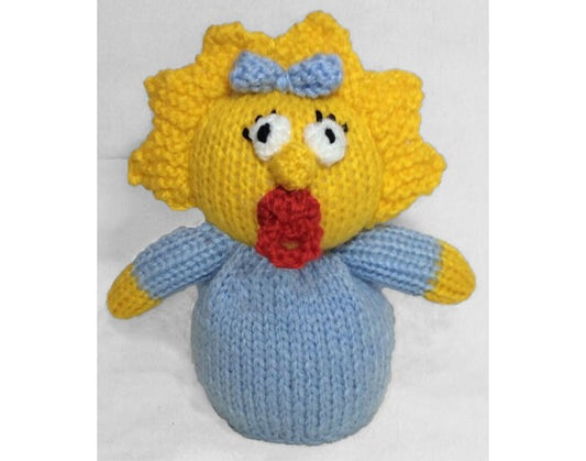 KNITTING PATTERN - Maggie Simpson inspired chocolate orange cover / 16 cms toy