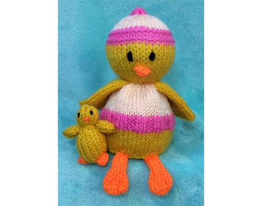 KNITTING PATTERN - Mother and child Chick chocolate orange cover /19cms toy