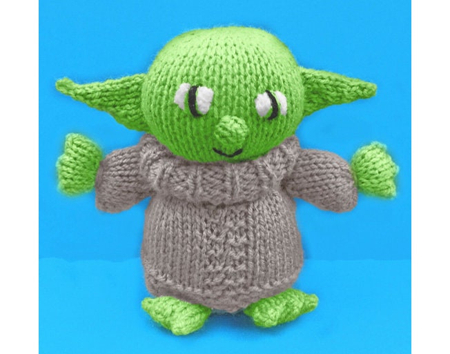 KNITTING PATTERN - Little Green Alien choc orange cover /13cm toy