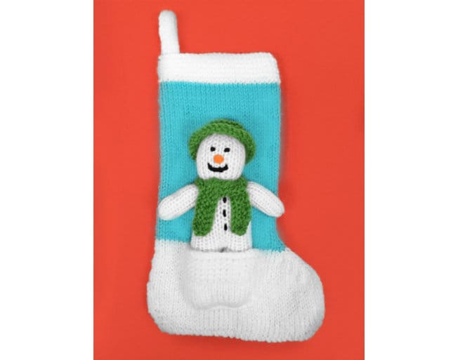 KNITTING PATTERN - The Snowman inspired 20 cms Stocking with detachable 8cms toy