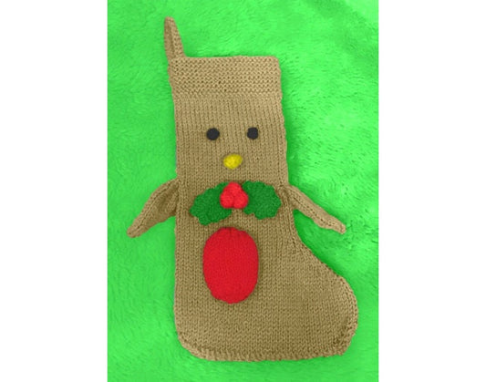 KNITTING PATTERN - Christmas Robin 26cms Stocking Decoration or gift