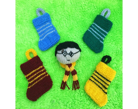 KNITTING PATTERN - Harry Potter Christmas stocking tree decorations