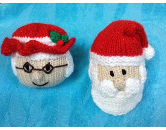 KNITTING PATTERN - Father Christmas and Mother Christmas bauble tree decoration